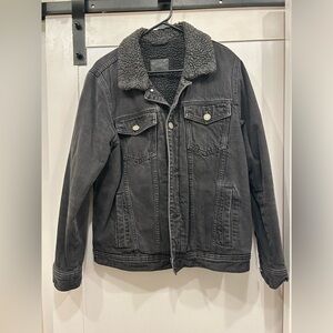 Abercrombie & Fitch Black Wash Sherpa Lined Jean Denim Jacket